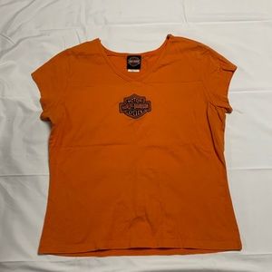 Womens Harley-Davidson Cap short sleeve t shirt with embroidered shield logo.